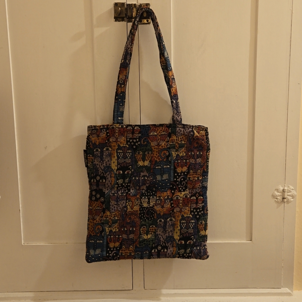 Laurel Burch Vintage tote style cat motif tapestry bag - Picture 5 of 11